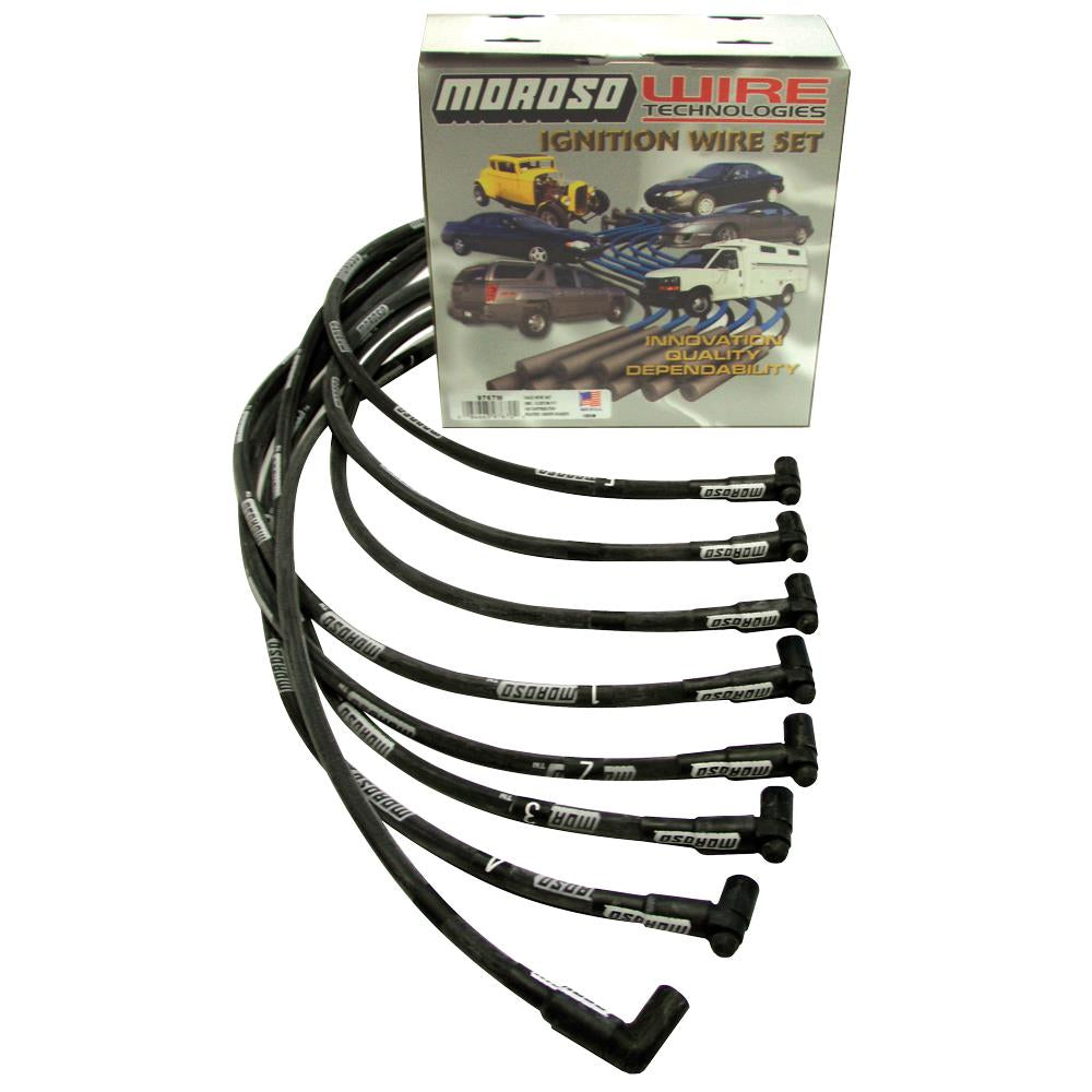 Moroso SBC HEI Sleeved 90° Plug Wires - (Under Header)